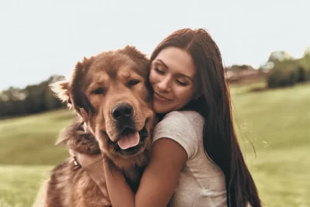 dog with girl